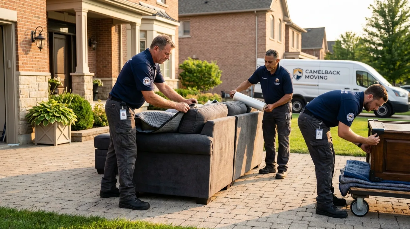 Large estate moving crew wrapping furniture in Purcell, OK