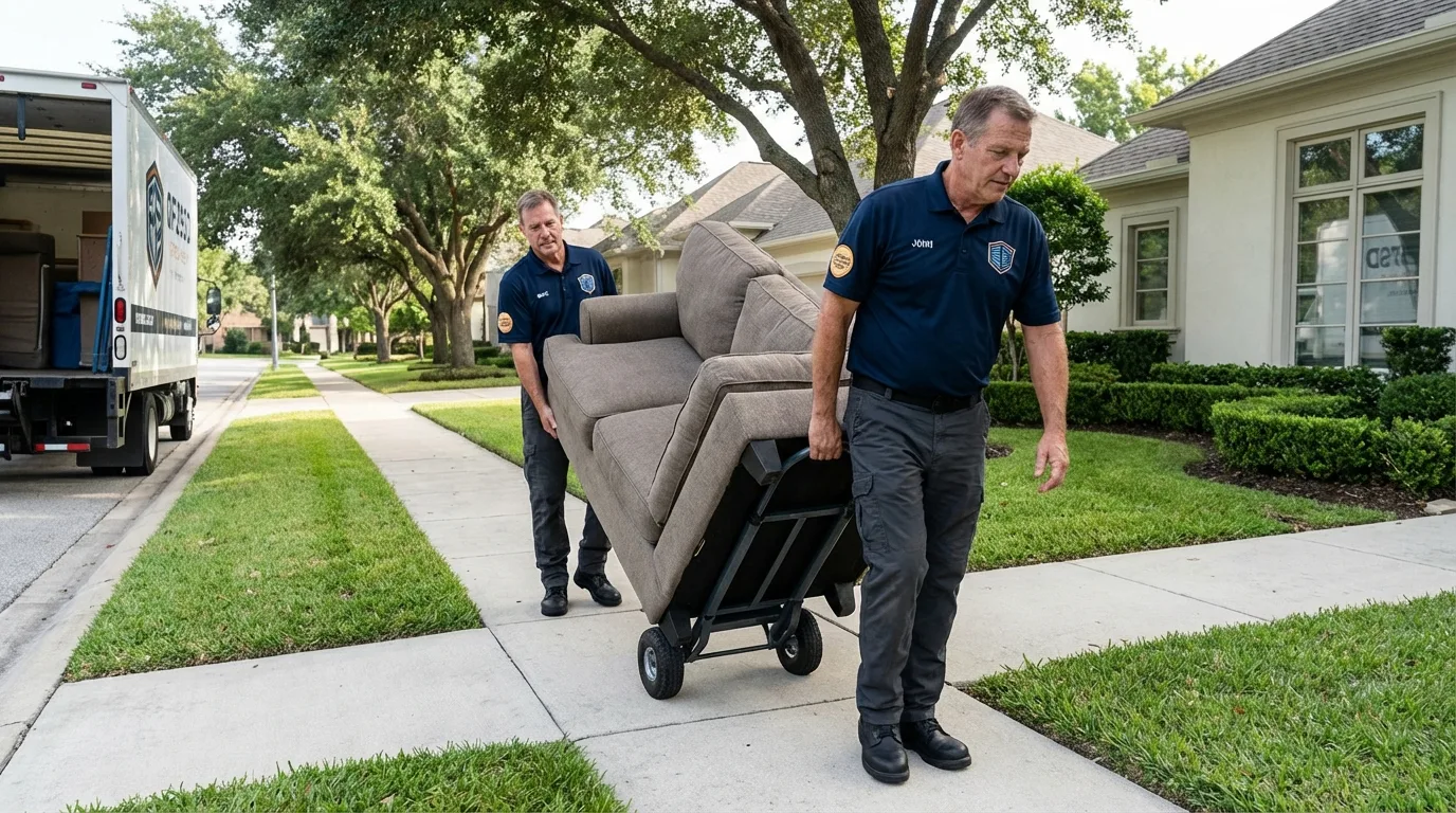 Local residential moving crew loading furniture in Purcell, OK